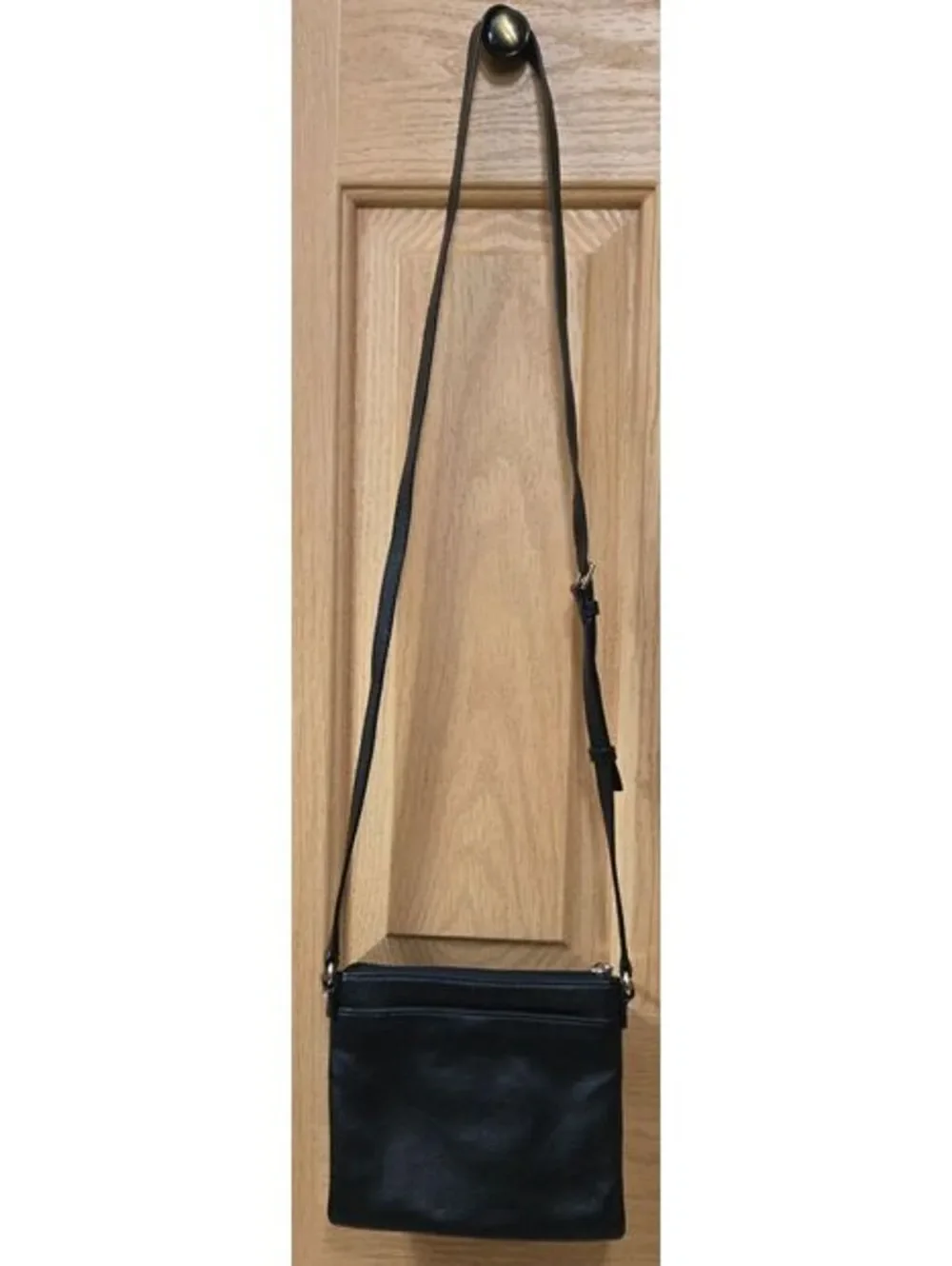 Michael Kors Black Leather Crossbody Bag with Gold Logo and Adjustable Strap